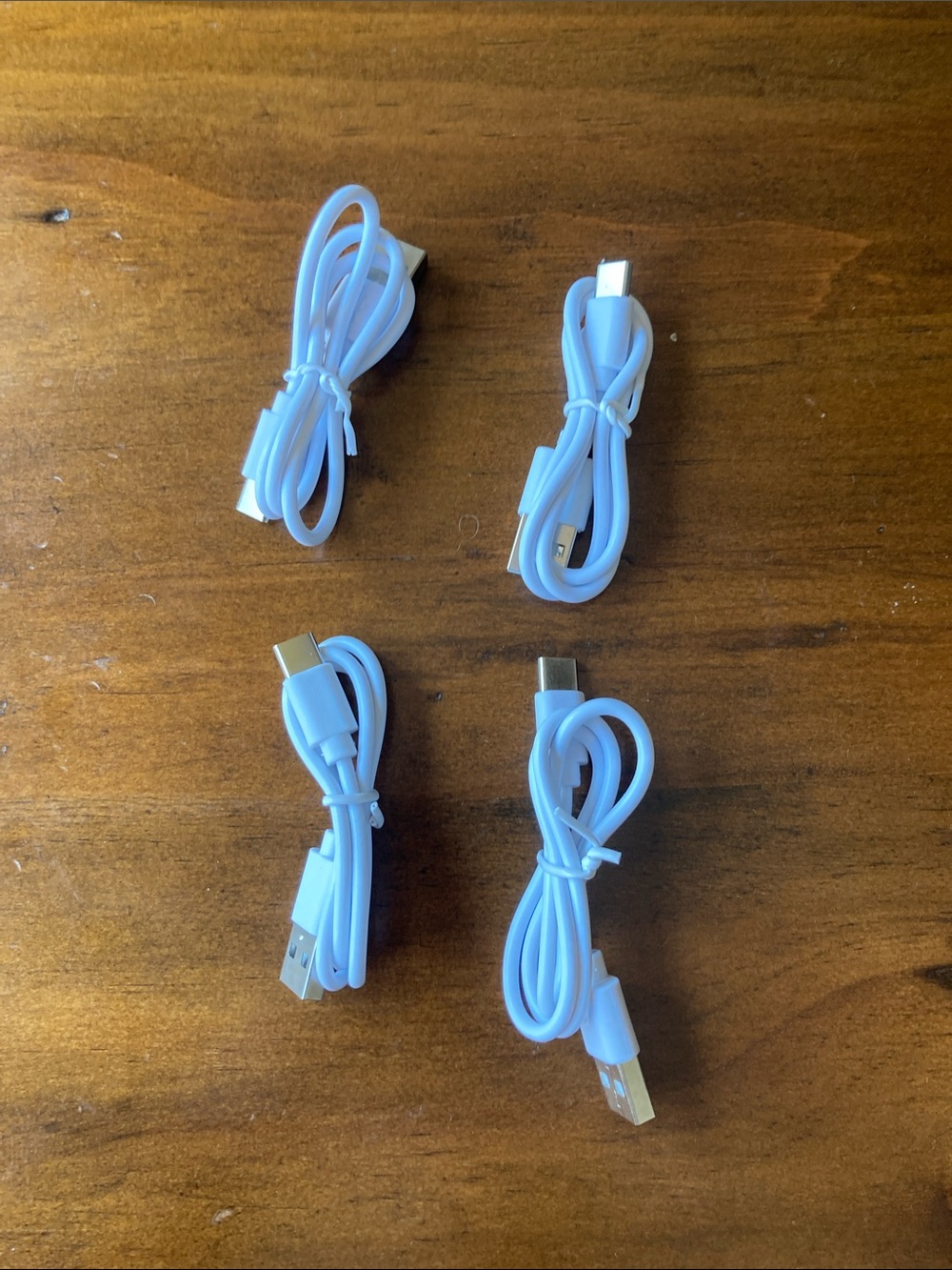 White USB-A to USB-C Charging Cables - 4 Pack